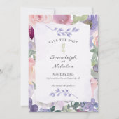 Save The Date Papier déchiré Pastel Lilac Floral Aquarelles Mari (Devant)