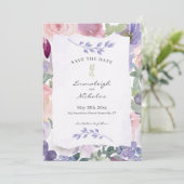 Save The Date Papier déchiré Pastel Lilac Floral Aquarelles Mari (Debout devant)