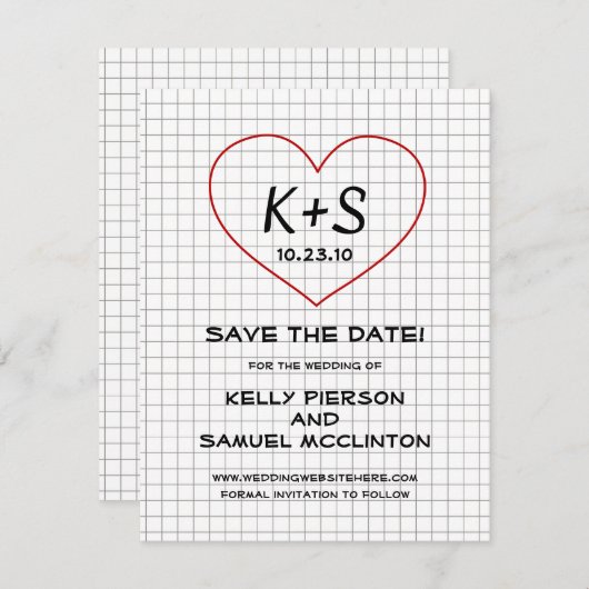 Save The Date Papier graphique Enregistrer la date (Devant / Derrière)