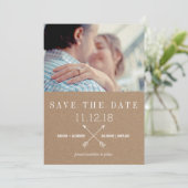 Save The Date Papier Rustique Brown Kraft Enregistrer la photo D (Debout devant)