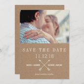 Save The Date Papier Rustique Brown Kraft Enregistrer la photo D (Devant / Derrière)
