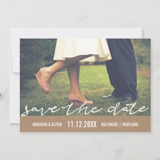 Save The Date Papier Rustique Kraft Enregistrer La Date Typograp (Devant)