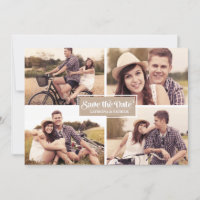 Papier Rustique Kraft Four Photo Collage Cadre