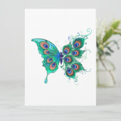 Save The Date Papillon aux plumes de paon vert (Debout devant)