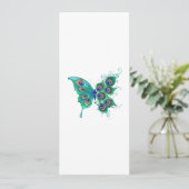 Save The Date Papillon aux plumes de paon vert (Debout devant)