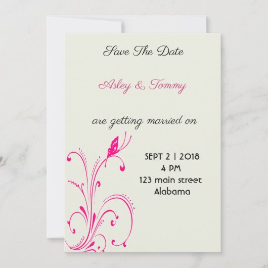 Save The Date Papillon de fleurs (Devant)