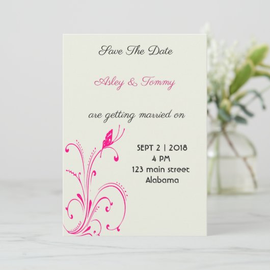 Save The Date Papillon de fleurs (Debout devant)