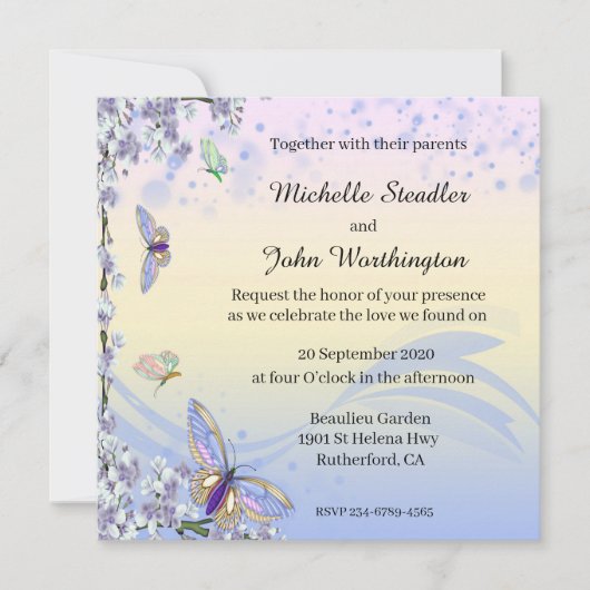 Save The Date Papillon Et Floral (Devant)