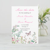 Save The Date Papillon floral vert de printemps Mariage (Debout devant)