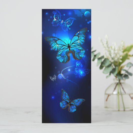 Save The Date Papillon Morpho sur fond sombre (Debout devant)