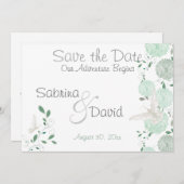 Save The Date Papillon Pistachio Chrysanthème Enregistrer la dat (Devant / Derrière)
