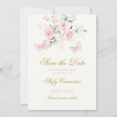 Save The Date Papillon rose Quinceañera (Devant)