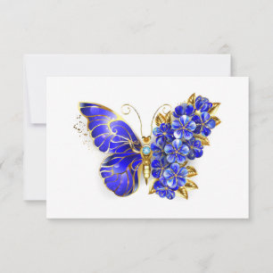 Save The Date Papillon saphir à fleurs