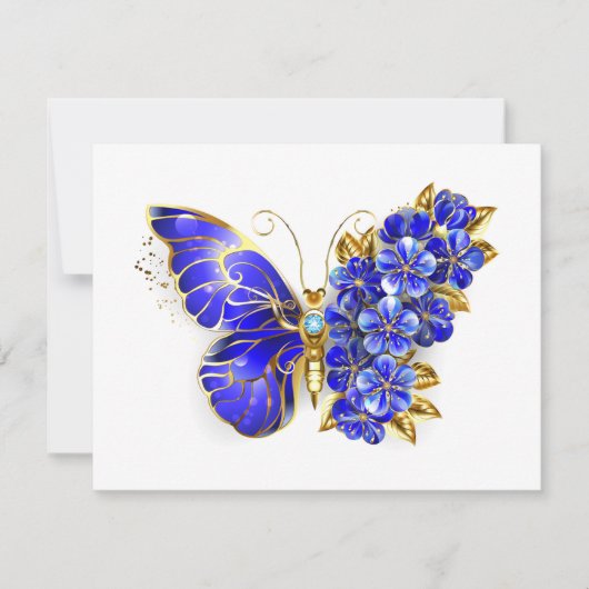 Save The Date Papillon saphir à fleurs (Devant)