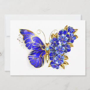 Save The Date Papillon saphir à fleurs