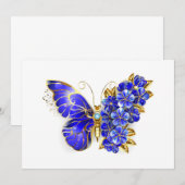 Save The Date Papillon Saphir Fleur (Devant / Derrière)