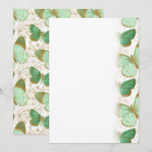 Save The Date Papillon vert floral blanc fleur floraison (Devant / Derrière)