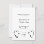 Save The Date Papillons Coeur Noir Et Blanc Enregistrer La Date (Dos)