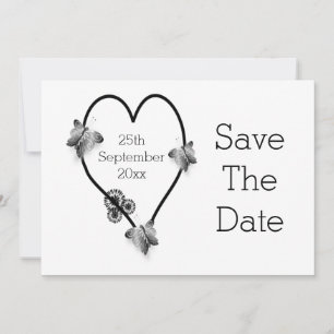Save The Date Papillons Coeur Noir Et Blanc Enregistrer La Date