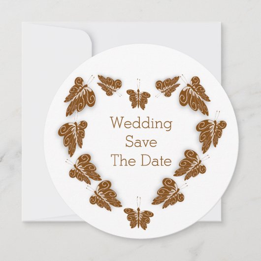 Save The Date Papillons couleur chocolat Mariage design (Devant)