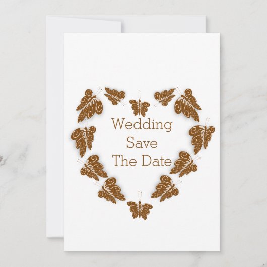 Save The Date Papillons couleur chocolat Mariage design (Devant)