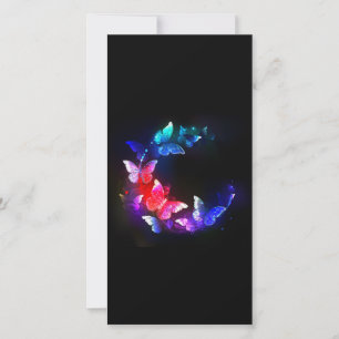 Save The Date Papillons de nuit néon lumineux sur fond noir