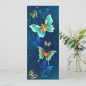 Save The Date Papillons d'or sur un Arrière - plan bleu (Debout devant)