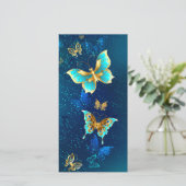 Save The Date Papillons d'or sur un Arrière - plan bleu (Debout devant)