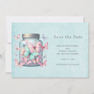 Save The Date Papillons Fantaisistes dans un Pot