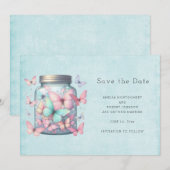 Save The Date Papillons Fantaisistes dans un Pot (Devant / Derrière)
