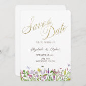 Save The Date Papillons Fleurs sauvages aquarelle (Devant / Derrière)
