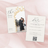 Save The Date Papillons Gold Boho Photo Arch QR Code Mariage