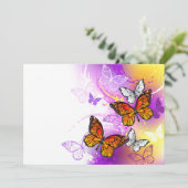 Save The Date Papillons monarques sur fond violet (Debout devant)
