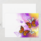Save The Date Papillons monarques sur fond violet (Devant / Derrière)