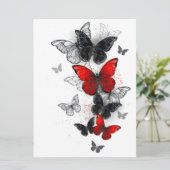 Save The Date Papillons Morpho Noirs et Rouges en Vol (Debout devant)