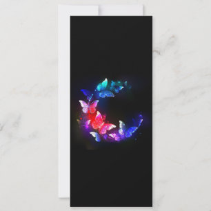 Save The Date Papillons néon brillants de nuit sur fond noir