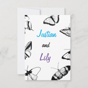 Save The Date Papillons noirs et blancs