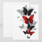 Save The Date Papillons noirs et rouges volants (Devant / Derrière)