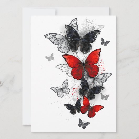 Save The Date Papillons noirs et rouges volants (Devant)