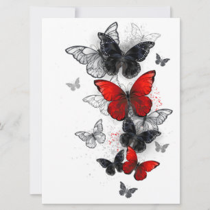 Save The Date Papillons noirs et rouges volants