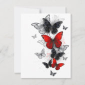 Save The Date Papillons noirs et rouges volants (Devant)