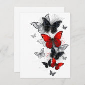 Save The Date Papillons noirs et rouges volants (Devant / Derrière)