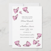 Save The Date Papillons rose aquarelle. Enregistrer la date de m (Devant)