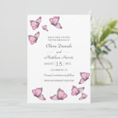 Save The Date Papillons rose aquarelle. Enregistrer la date de m (Debout devant)