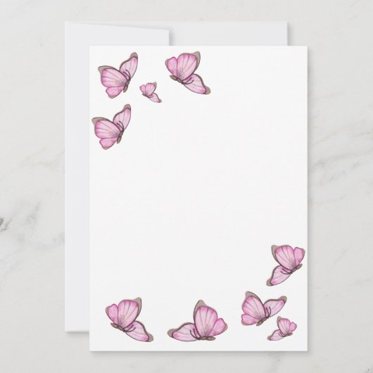 Save The Date Papillons rose aquarelle. Enregistrer la date de m (Dos)