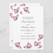 Save The Date Papillons rose aquarelle. Enregistrer la date de m (Devant / Derrière)