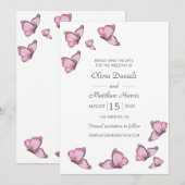 Save The Date Papillons rose aquarelle. Mariage Enregistrer La D (Devant / Derrière)