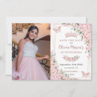 Papillons Roses en fleurs de cerisier Quinceañera