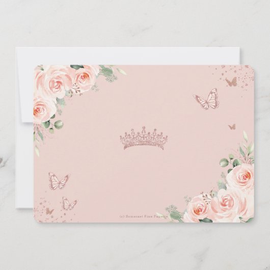 Save The Date Papillons Roses en or Blush Quinceañera (Dos)