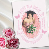 Save The Date Papillons roses Quinceanera
